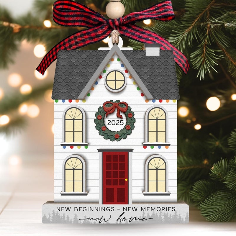 SUCHAGIFT House Warming Gifts New Home - New Home Ornament 2025 - Housewarming Gifts for First House, Housewarming Gift Ideas for Couple - Home Ornaments for Newhouse Owners, Women - Wood Ornament - Image 1